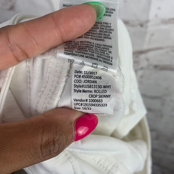 Jessica Simpson White Crop Skinny Jeans Size 14 Rolled Hem Summer Stretch Fit - Picture 13 of 13